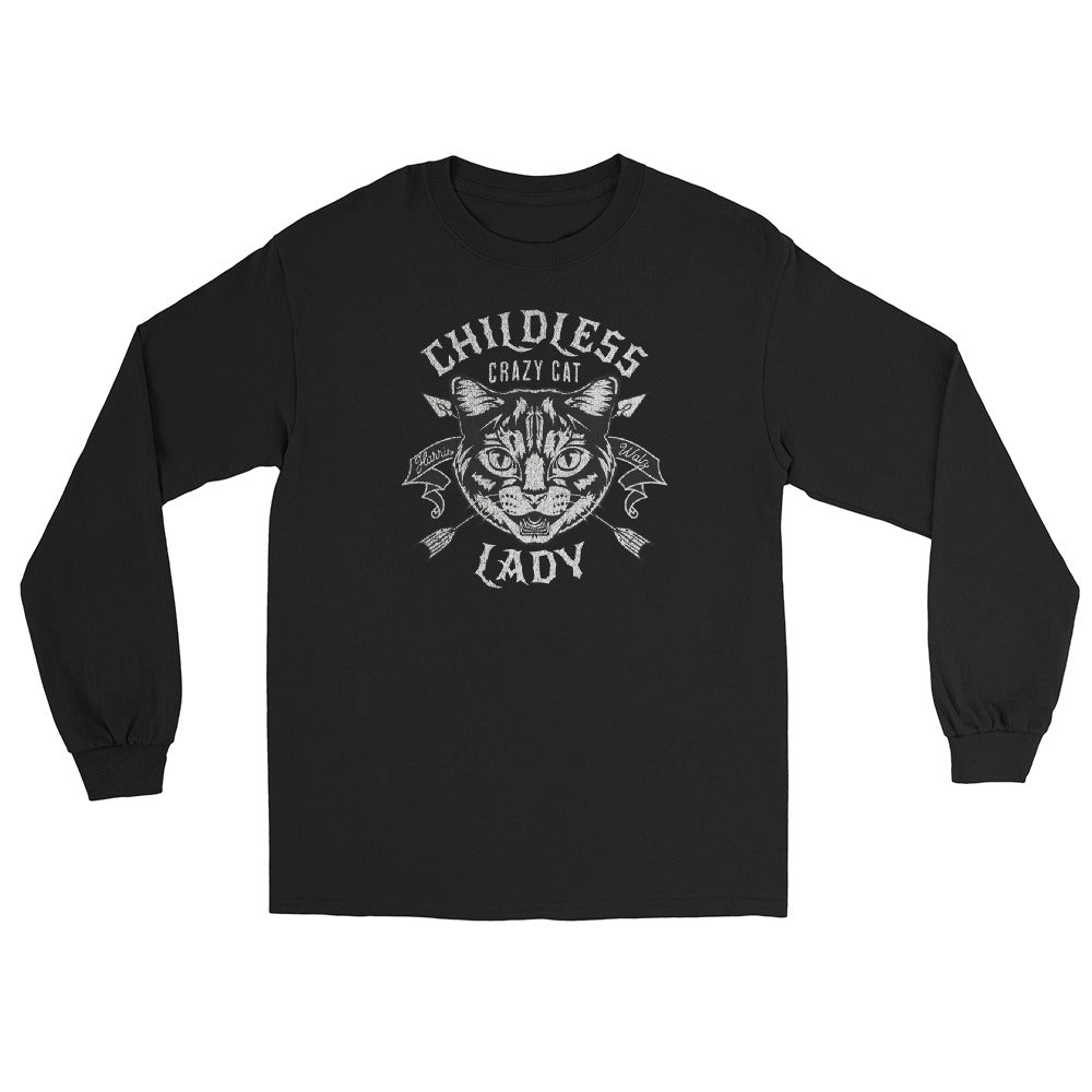 Retro Childless Crazy Cat Lady, Harris/Walz, Long Sleeve Shirt