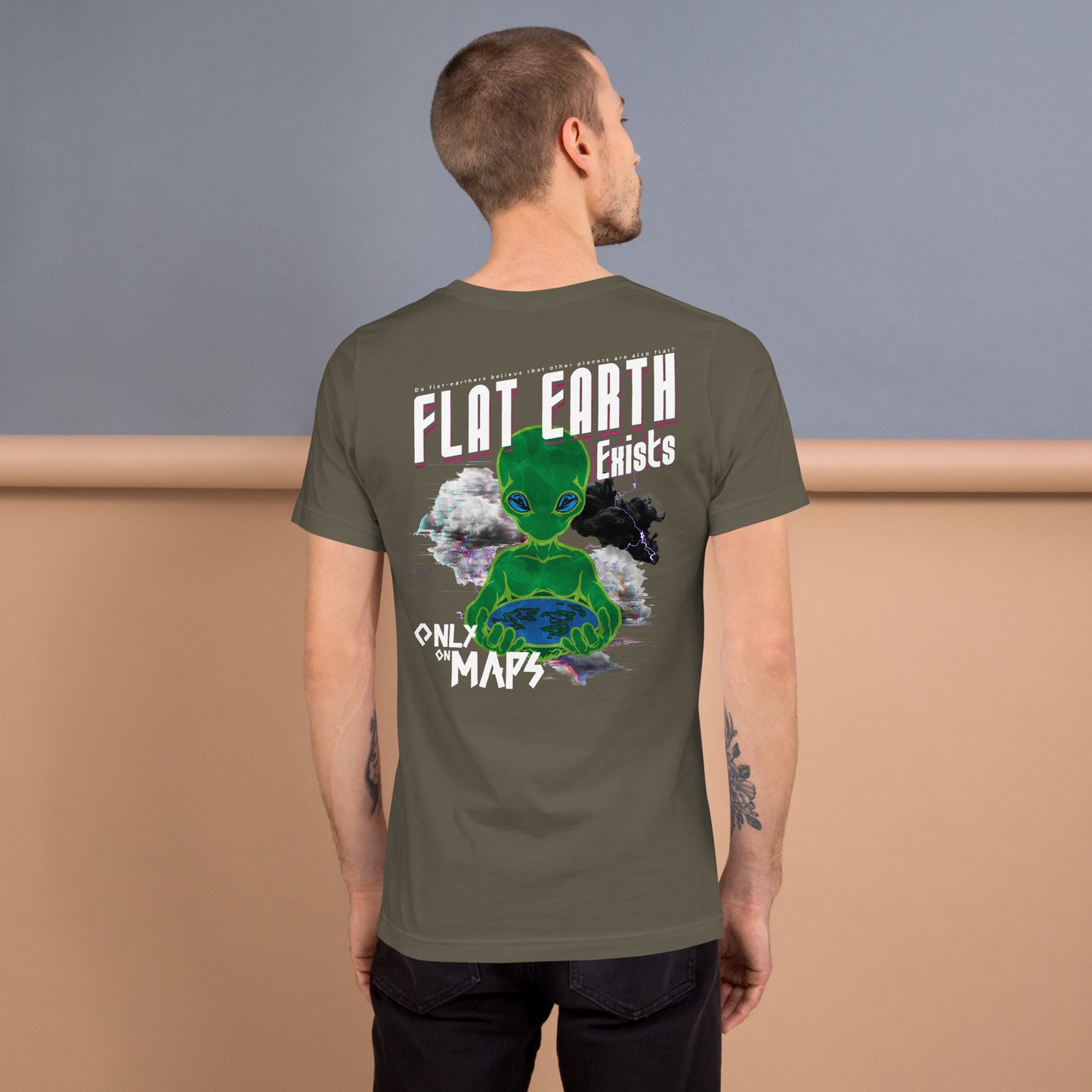 Flat Earth Exists - BACK PRINT Unisex t-shirt