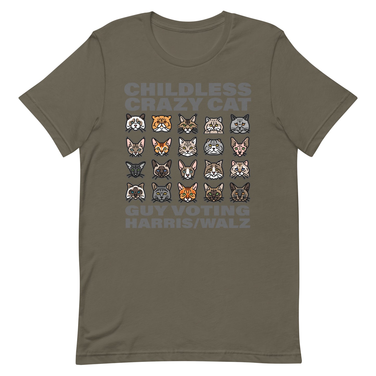 20 Cat Childless Crazy Guy Voting Harris, Unisex t-shirt