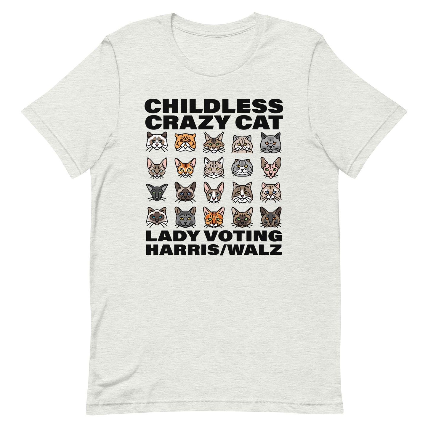 20 Cat, Childless Cat Lady Voting Harris, Unisex T-Shirt