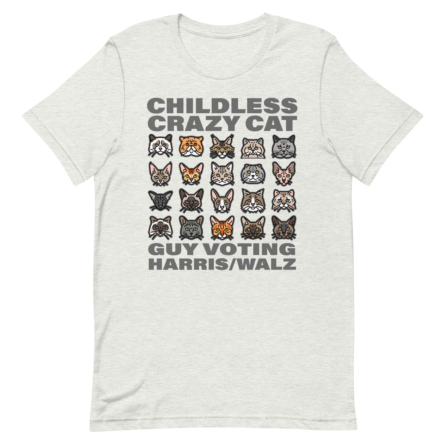 20 Cat Childless Crazy Guy Voting Harris, Unisex t-shirt