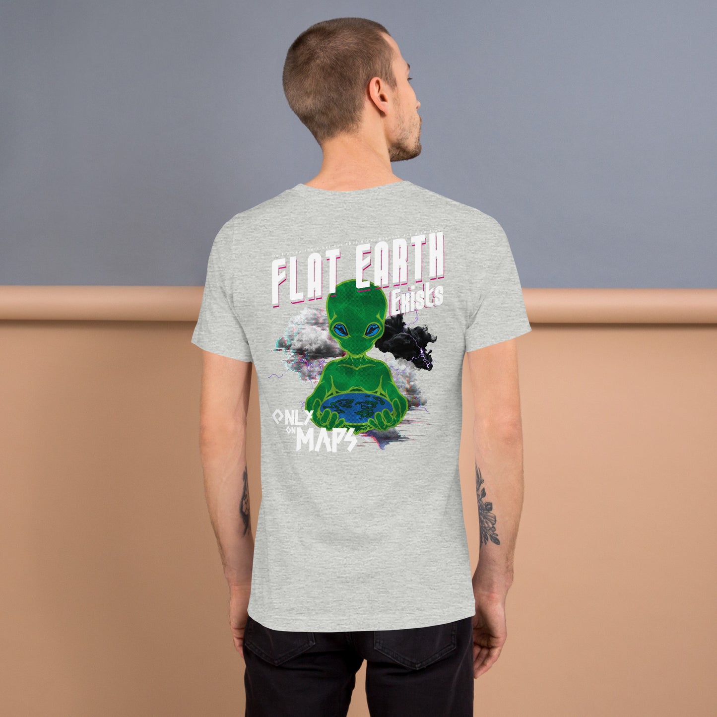 Flat Earth Exists - BACK PRINT Unisex t-shirt