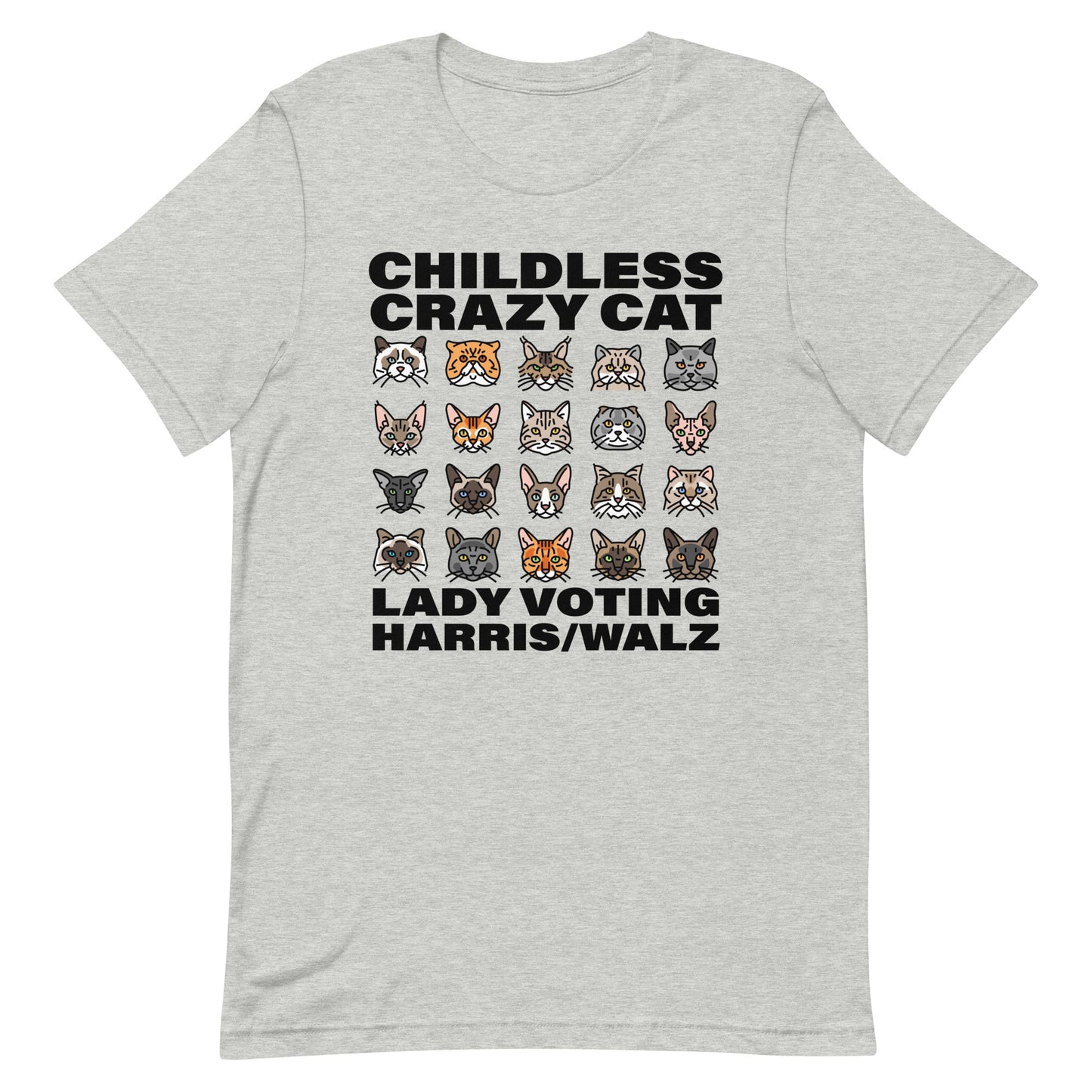 20 Cat, Childless Cat Lady Voting Harris, Unisex T-Shirt