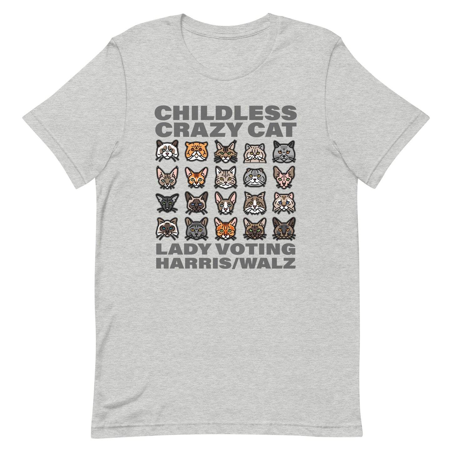 20 Cats, Childless Cat Lady, Darker print, Unisex t-shirt