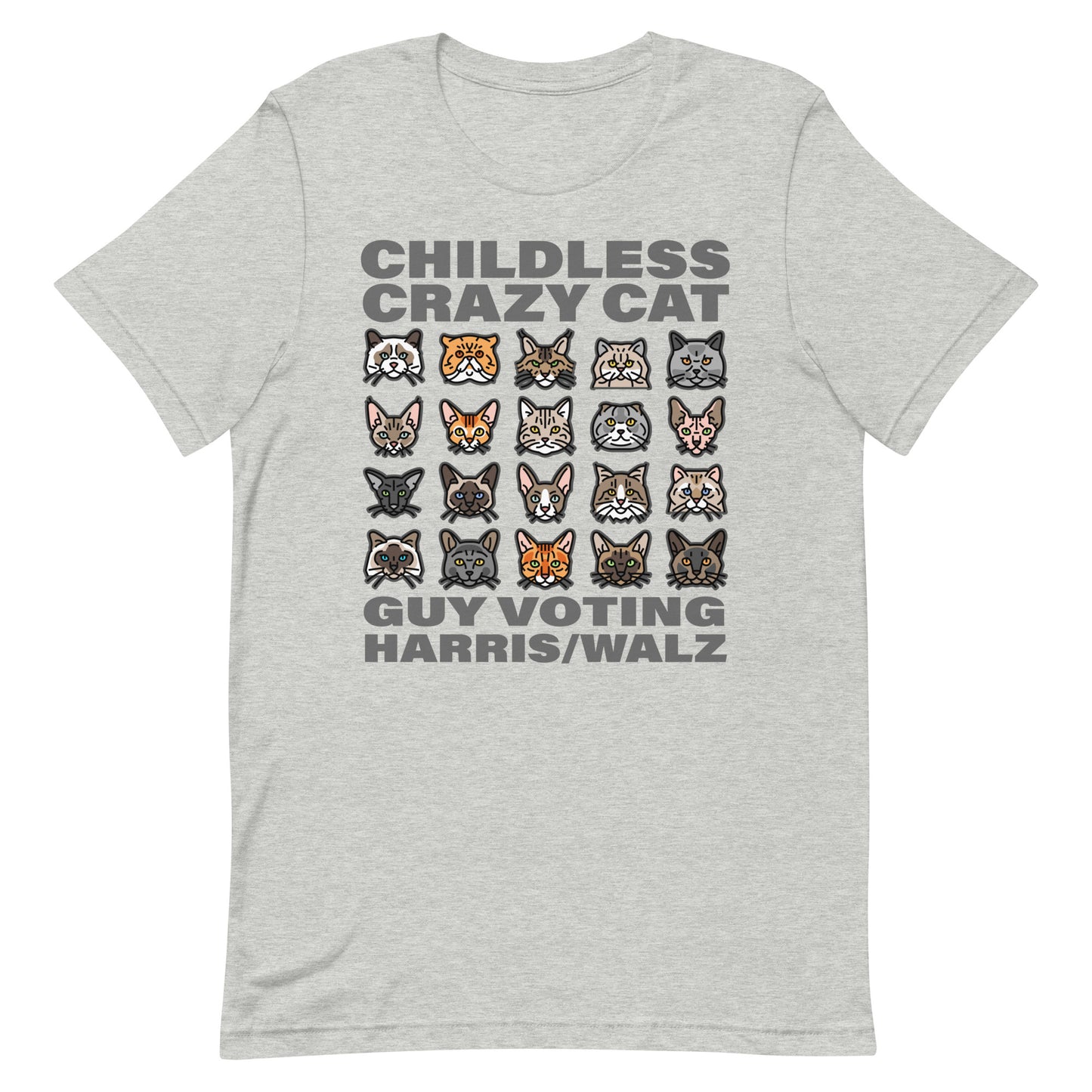 20 Cat Childless Crazy Guy Voting Harris, Unisex t-shirt