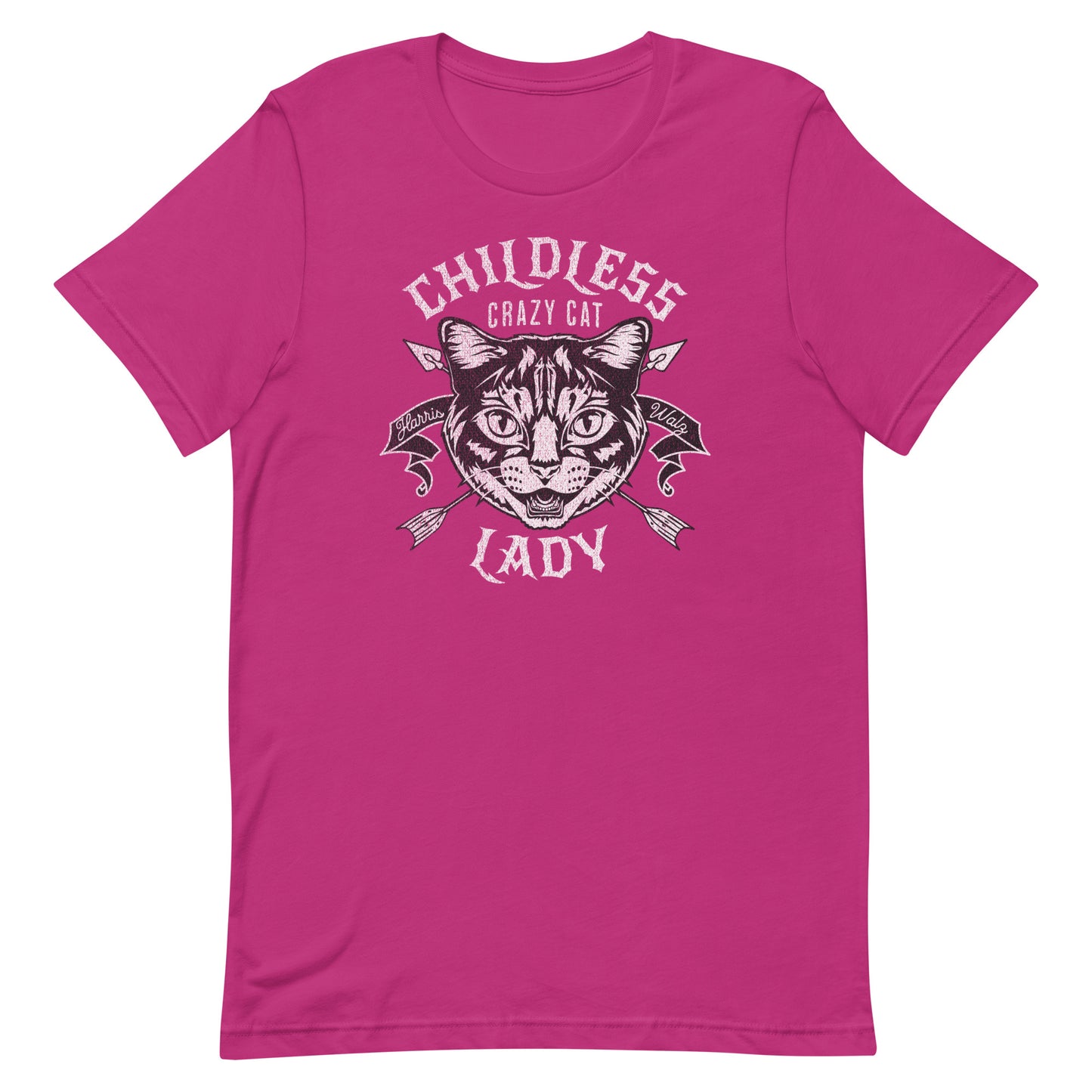 Retro Childless Crazy Cat Lady, Harris/Walz, Unisex t-shirt