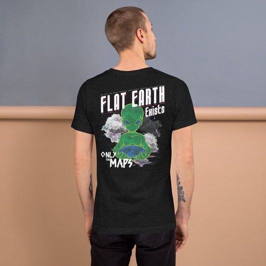 Flat Earth Exists - BACK PRINT Unisex t-shirt