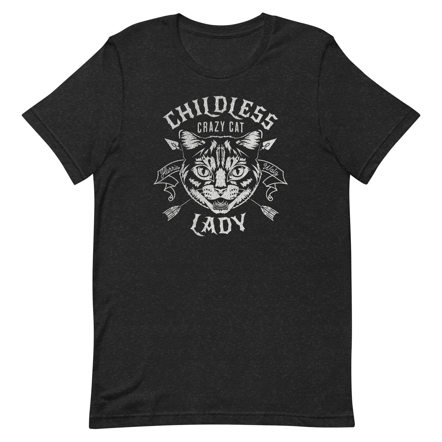 Retro Childless Crazy Cat Lady, Harris/Walz, Unisex t-shirt