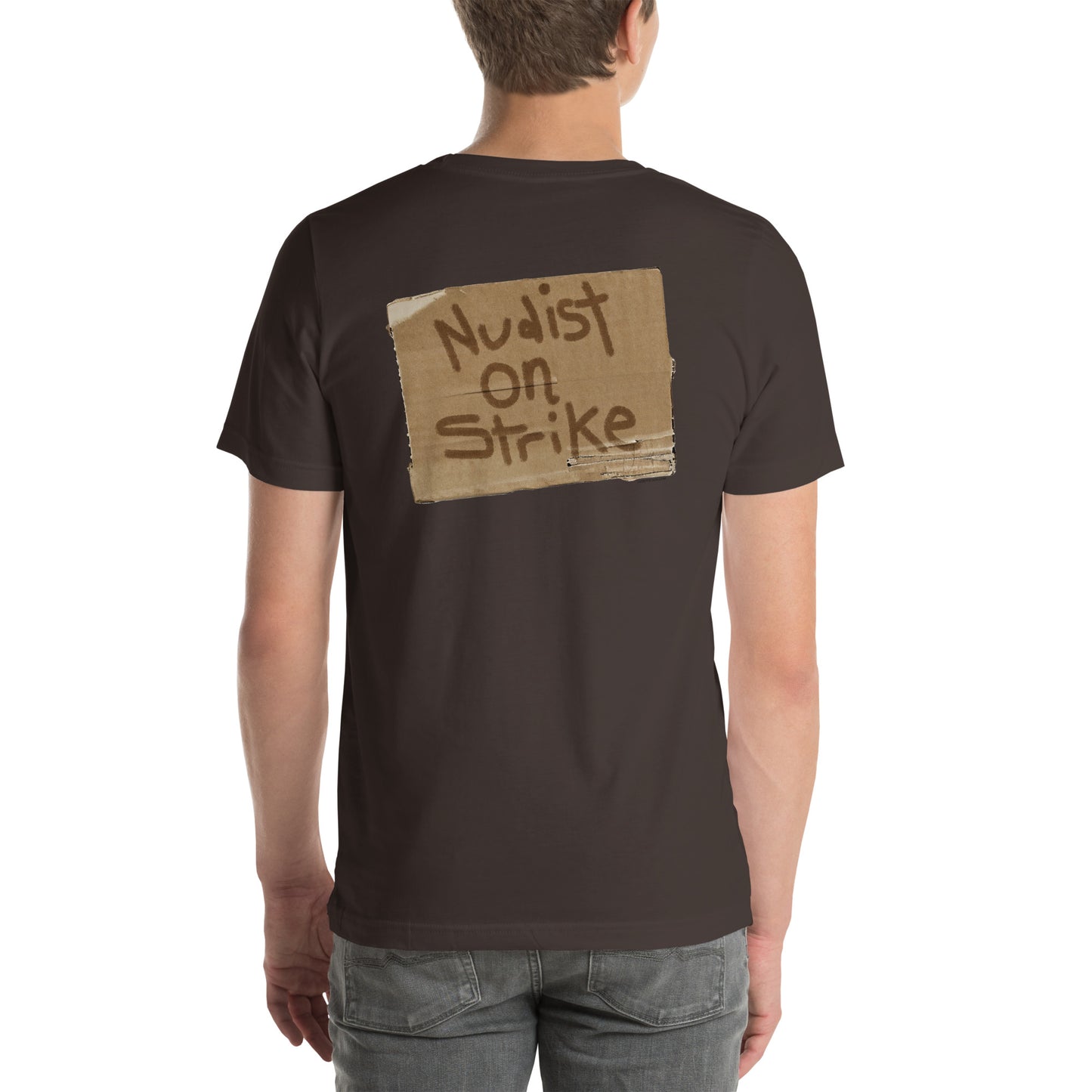 Nudist on Strike - BACK PRINT Unisex t-shirt