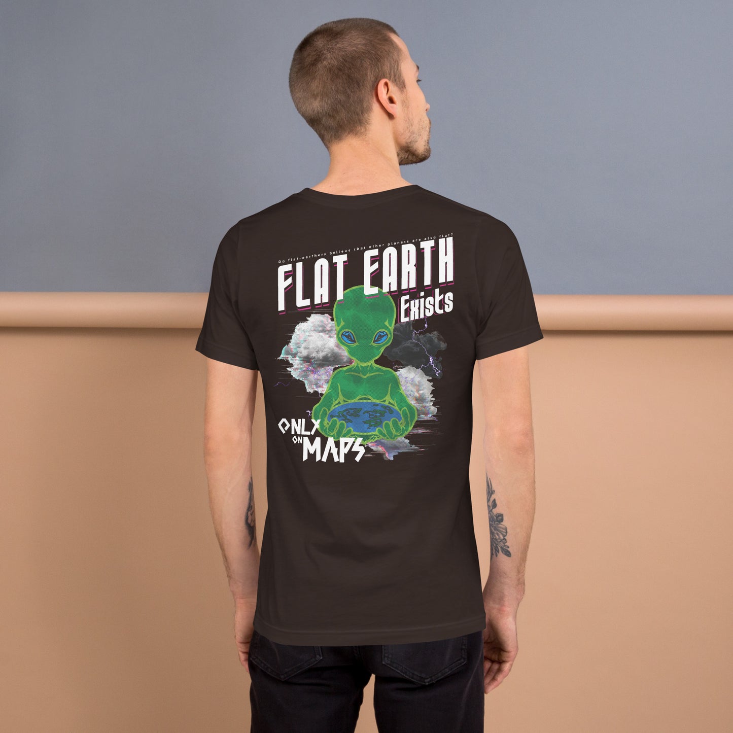 Flat Earth Exists - BACK PRINT Unisex t-shirt