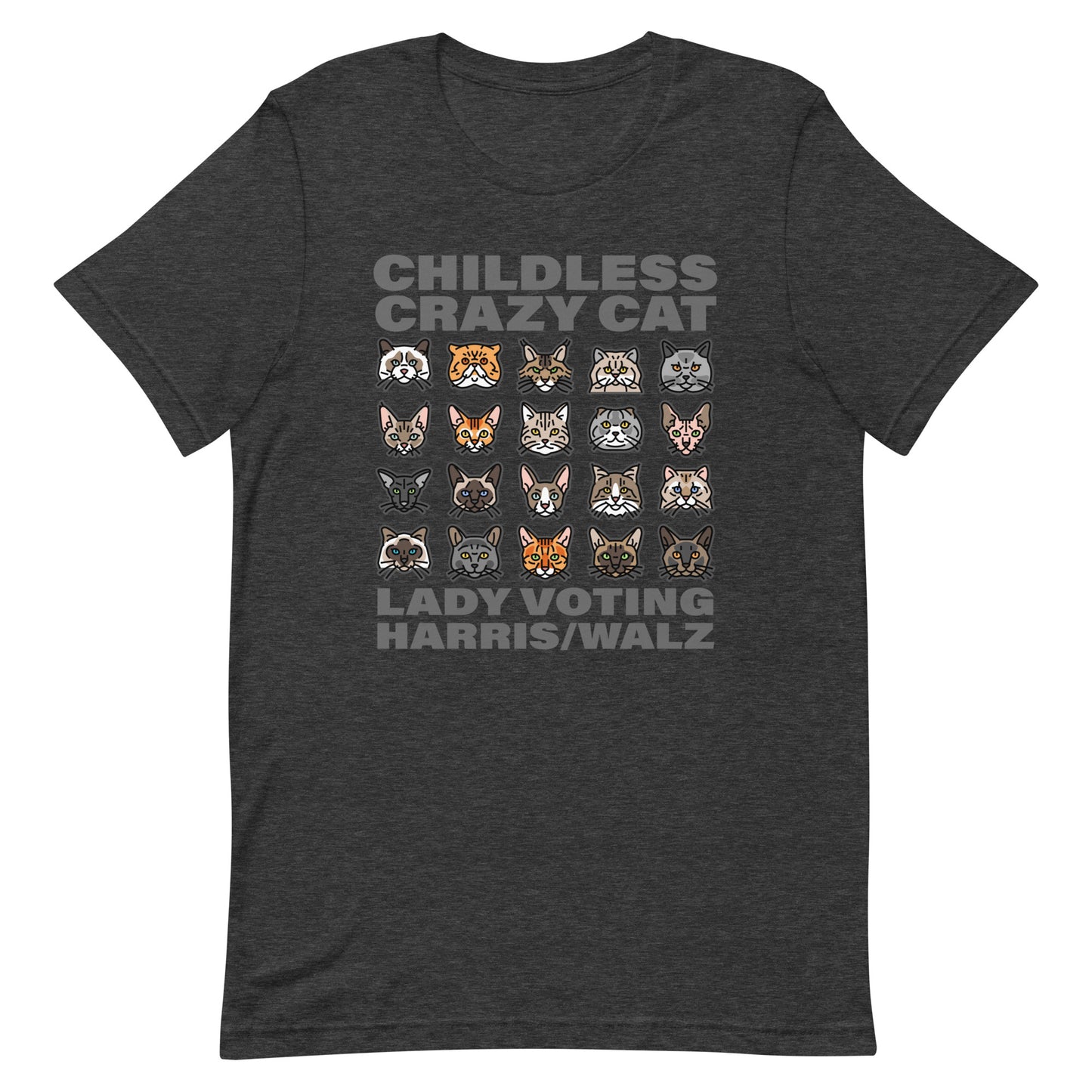 20 Cats, Childless Cat Lady, Darker print, Unisex t-shirt