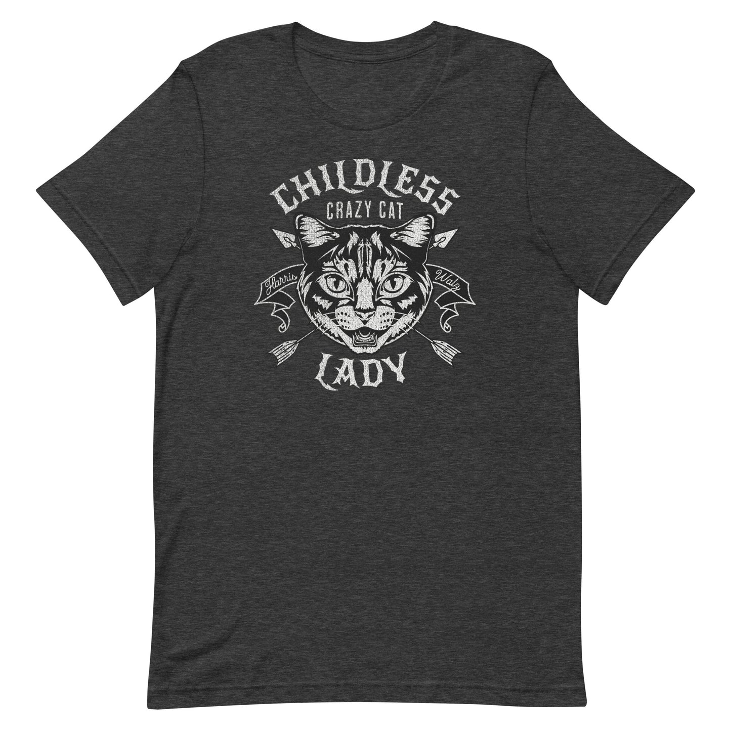 Retro Childless Crazy Cat Lady, Harris/Walz, Unisex t-shirt