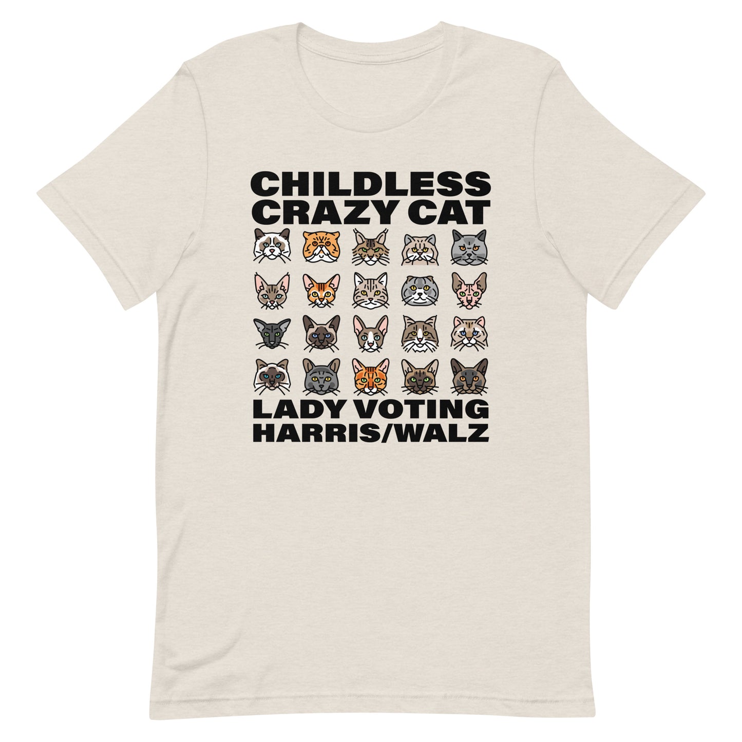 20 Cat, Childless Cat Lady Voting Harris, Unisex T-Shirt