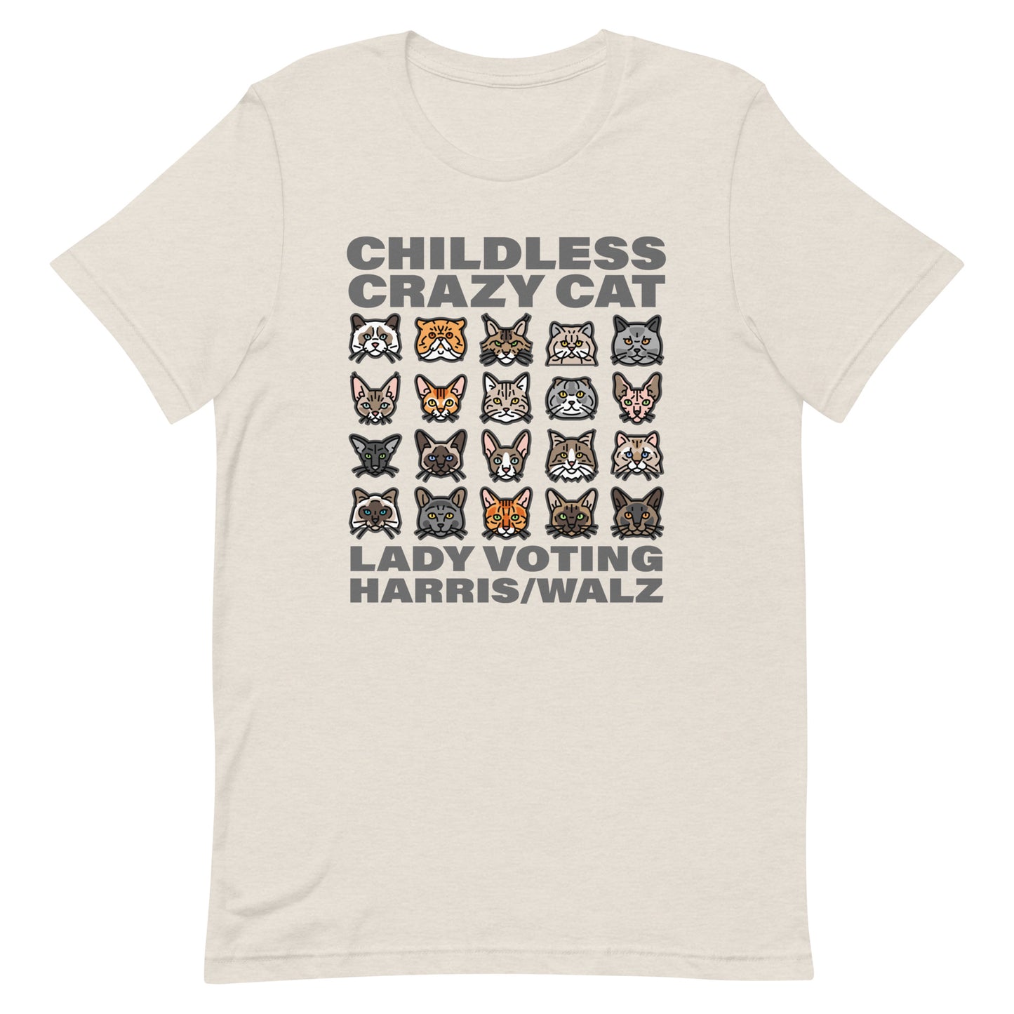 20 Cats, Childless Cat Lady, Darker print, Unisex t-shirt