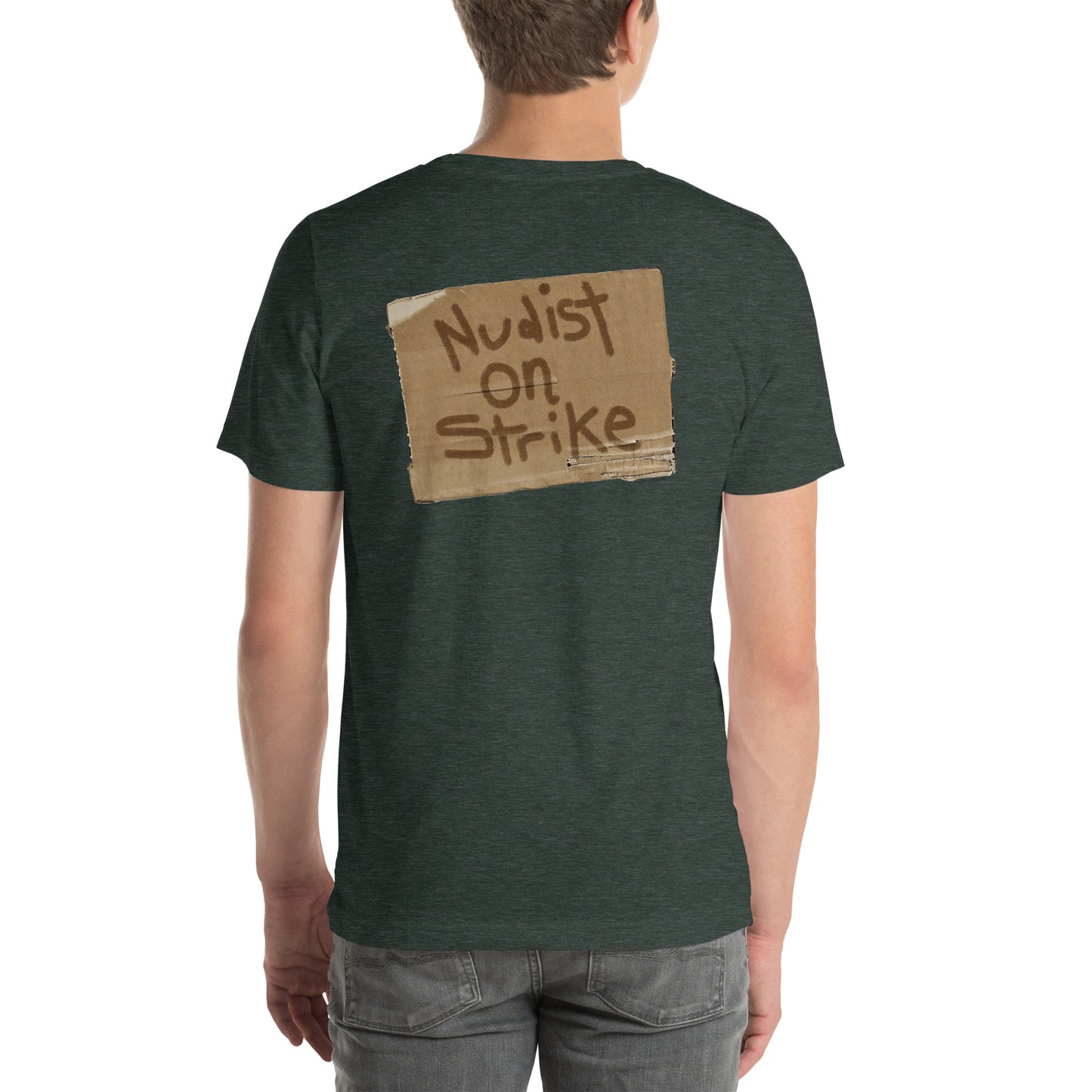 Nudist on Strike - BACK PRINT Unisex t-shirt