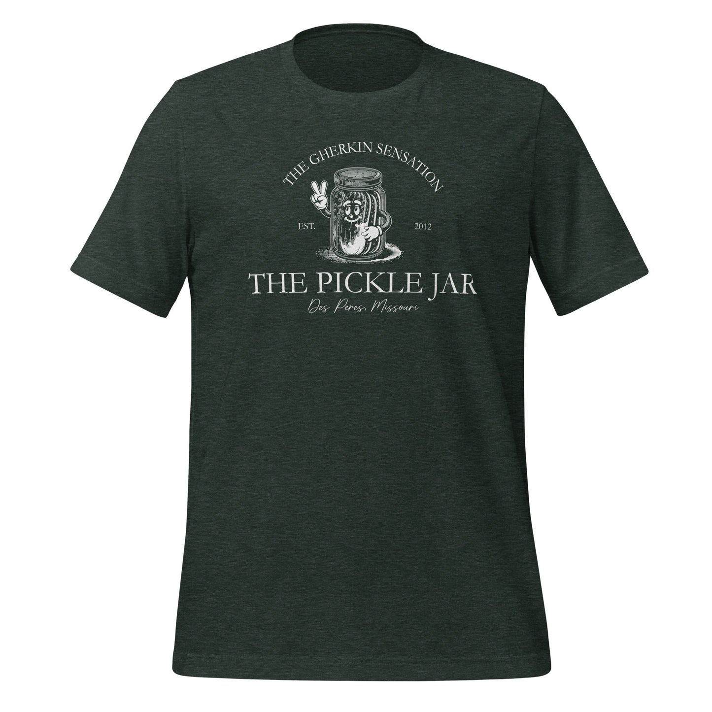 Pickle Jar, The Gherkin Sensation, Des Peres MO, Cartoon, St. Louis, Unisex t-shirt