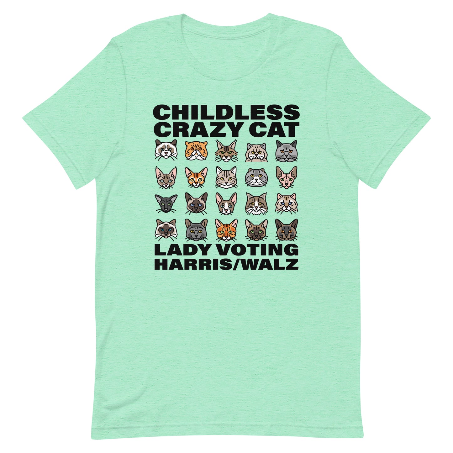 20 Cat, Childless Cat Lady Voting Harris, Unisex T-Shirt