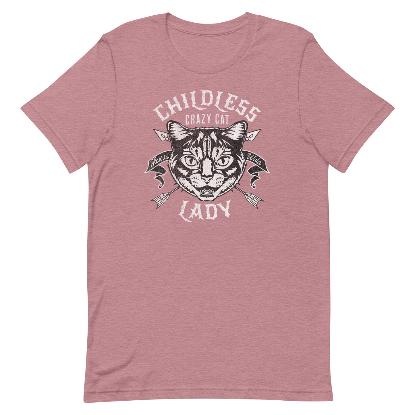 Retro Childless Crazy Cat Lady, Harris/Walz, Unisex t-shirt