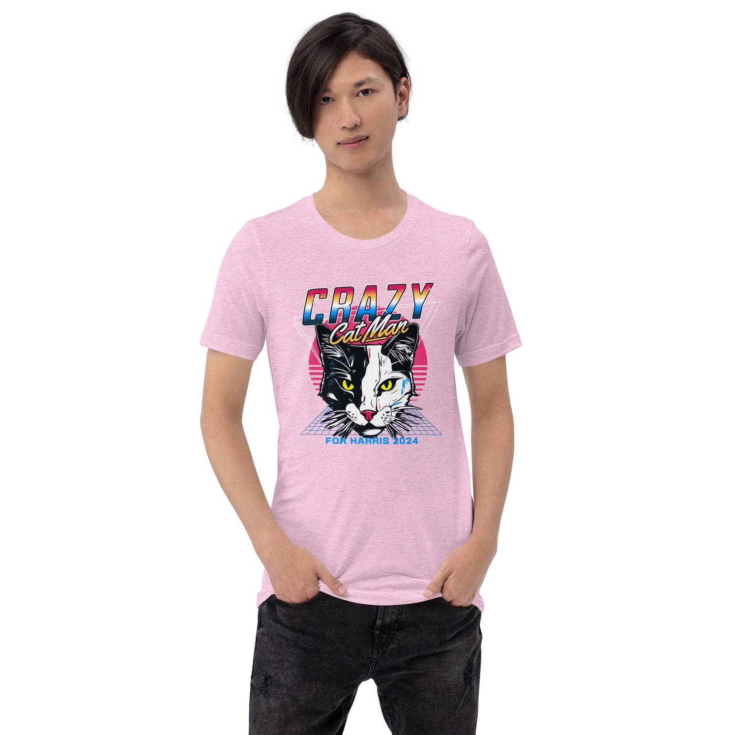 Crazy Cat MAN For Harris 2024 80's Themed, Unisex t-shirt