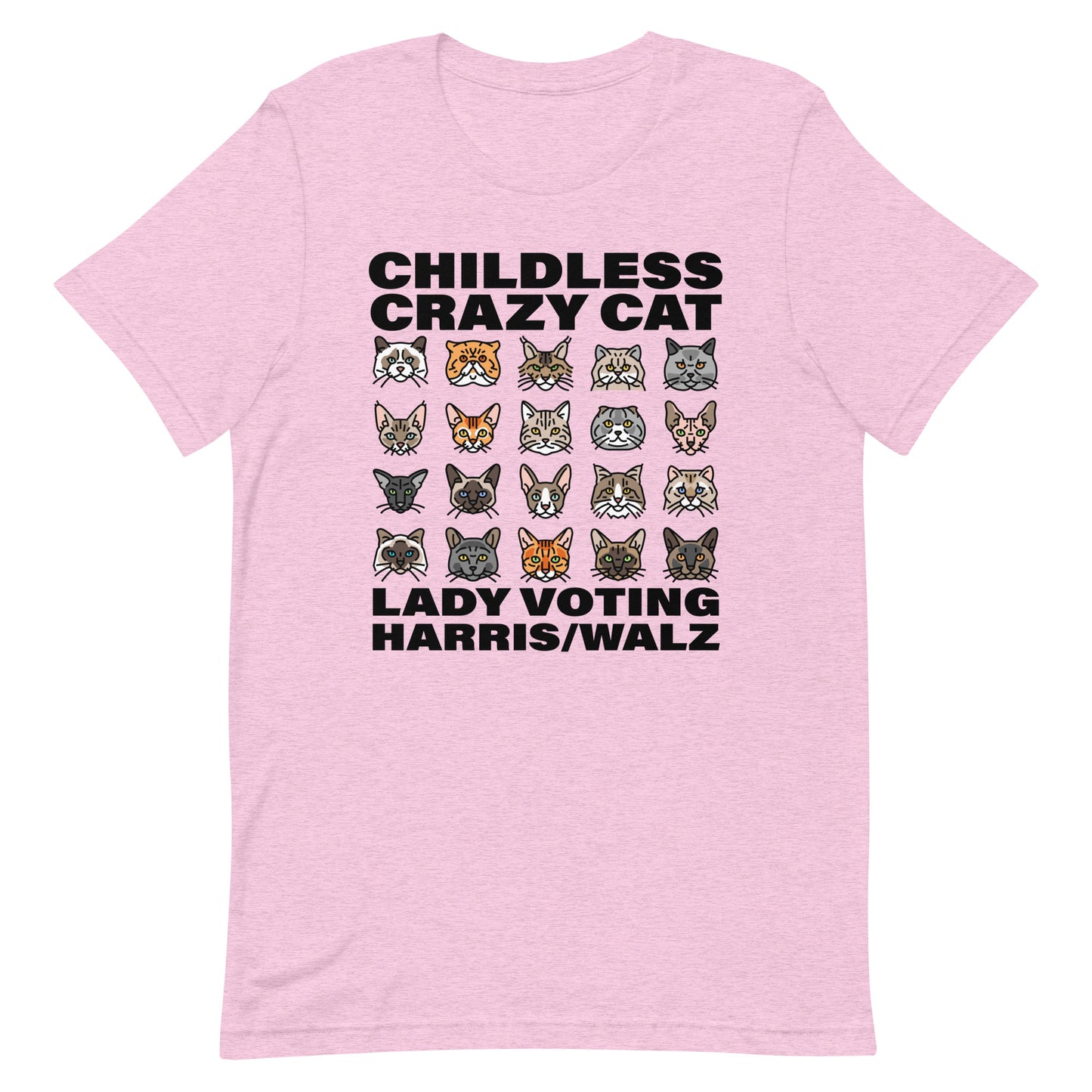 20 Cat, Childless Cat Lady Voting Harris, Unisex T-Shirt