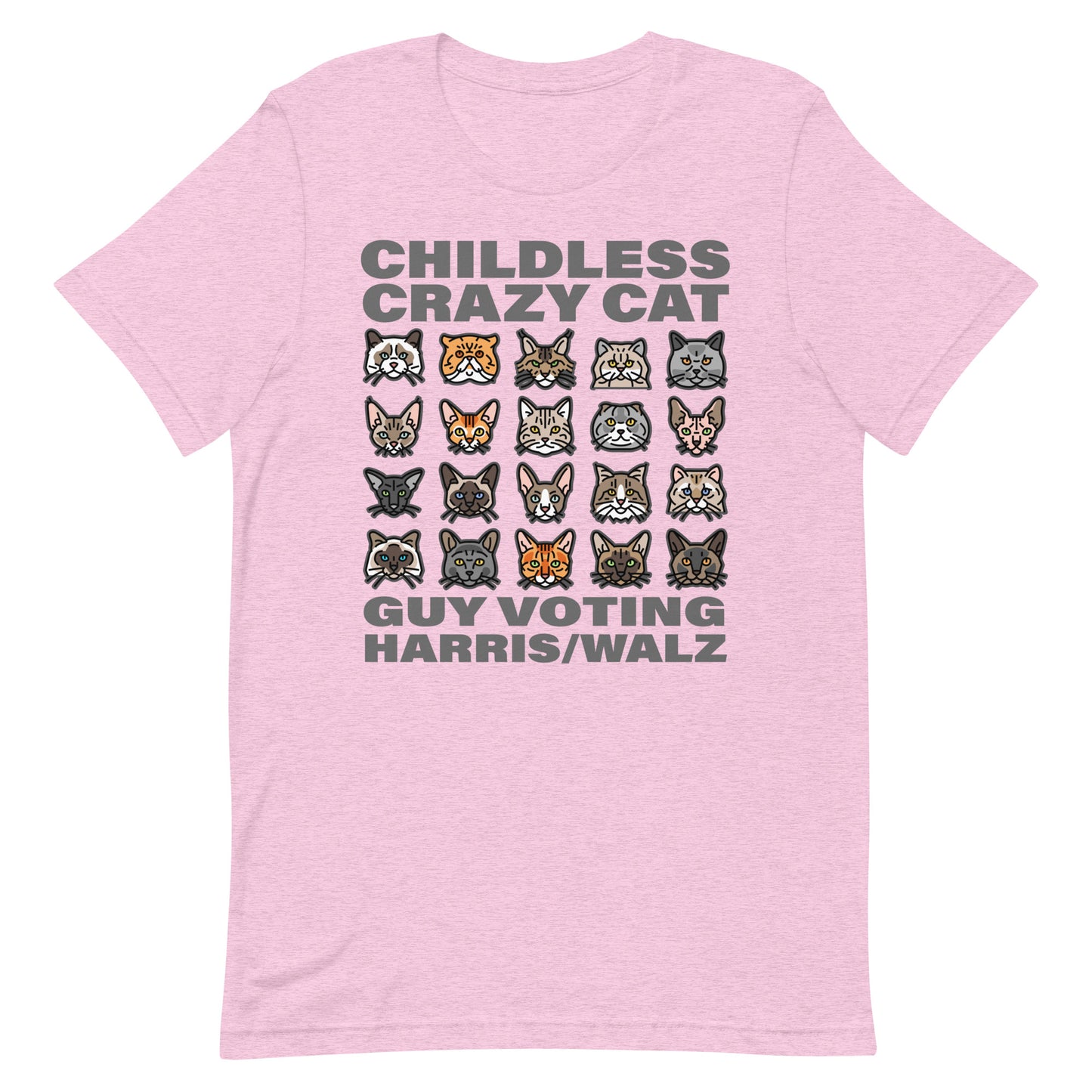 20 Cat Childless Crazy Guy Voting Harris, Unisex t-shirt