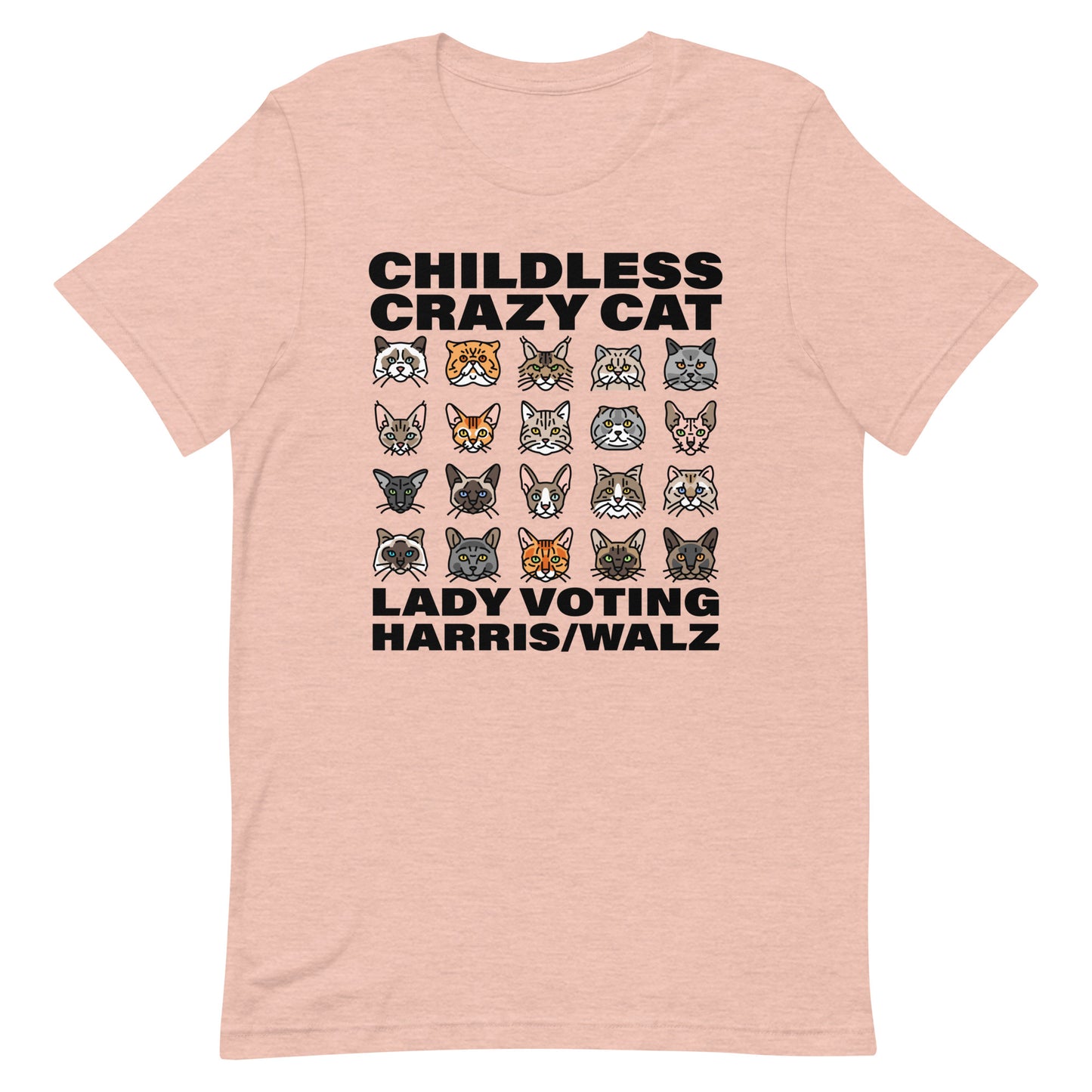 20 Cat, Childless Cat Lady Voting Harris, Unisex T-Shirt