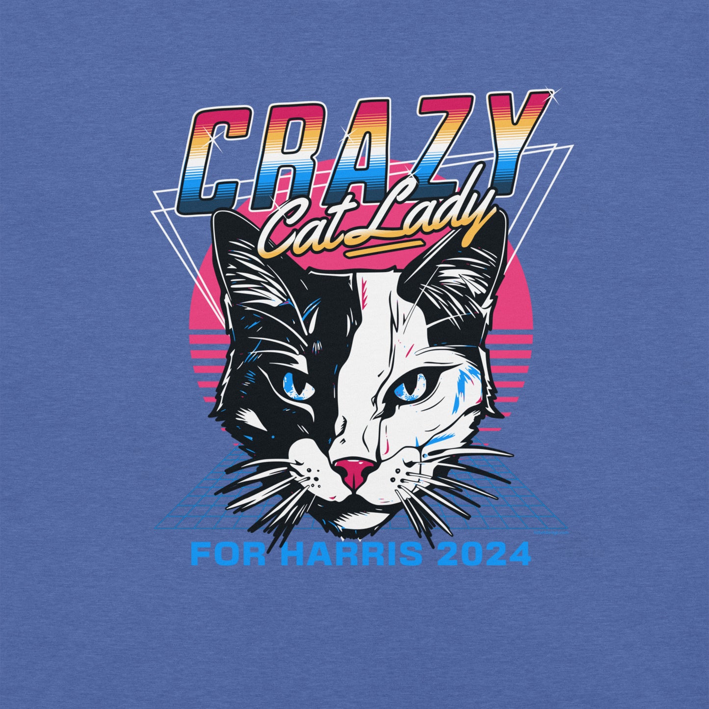 Crazy Cat Lady For Harris 2024 80's Themed, Unisex t-shirt