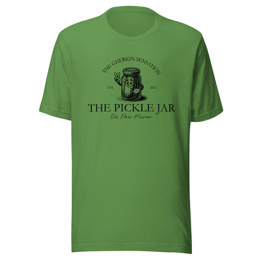 Pickle Jar, The Gherkin Sensation, Des Peres MO, St. Louis, Cartoon, Unisex t-shirt