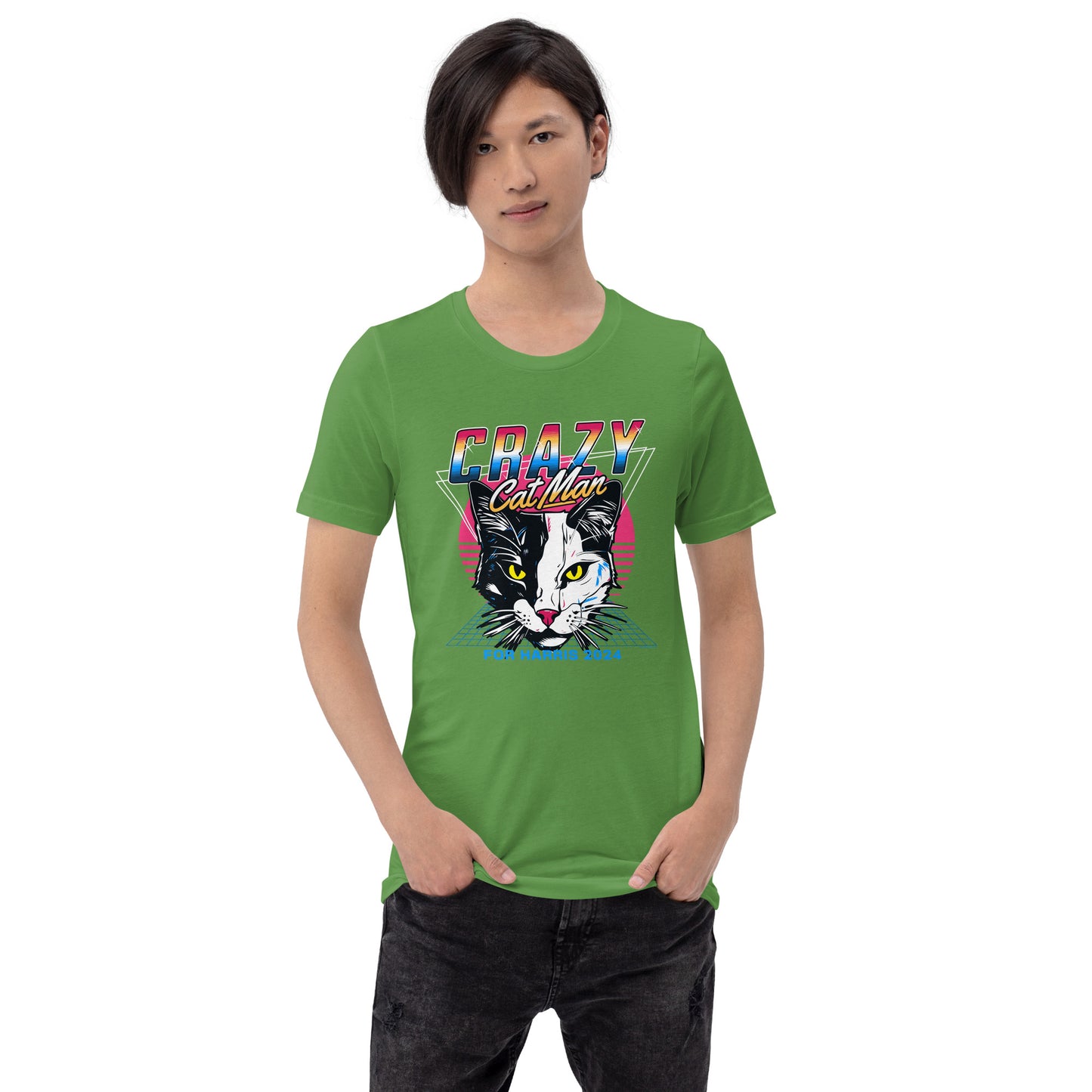 Crazy Cat MAN For Harris 2024 80's Themed, Unisex t-shirt