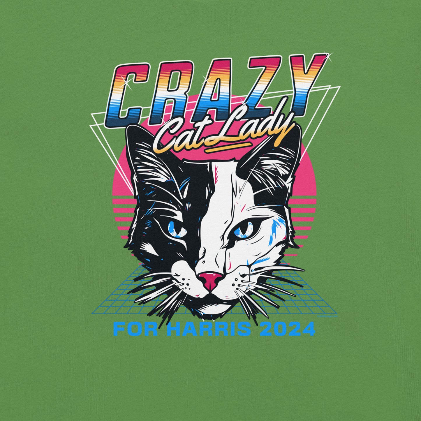 Crazy Cat Lady For Harris 2024 80's Themed, Unisex t-shirt