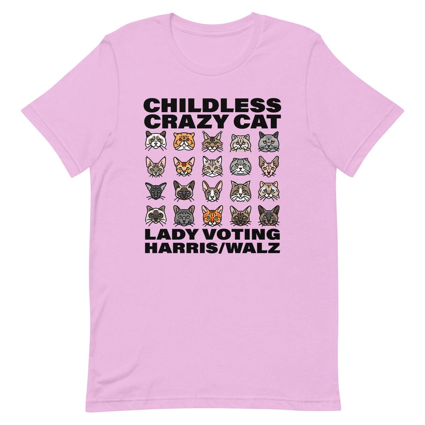 20 Cat, Childless Cat Lady Voting Harris, Unisex T-Shirt