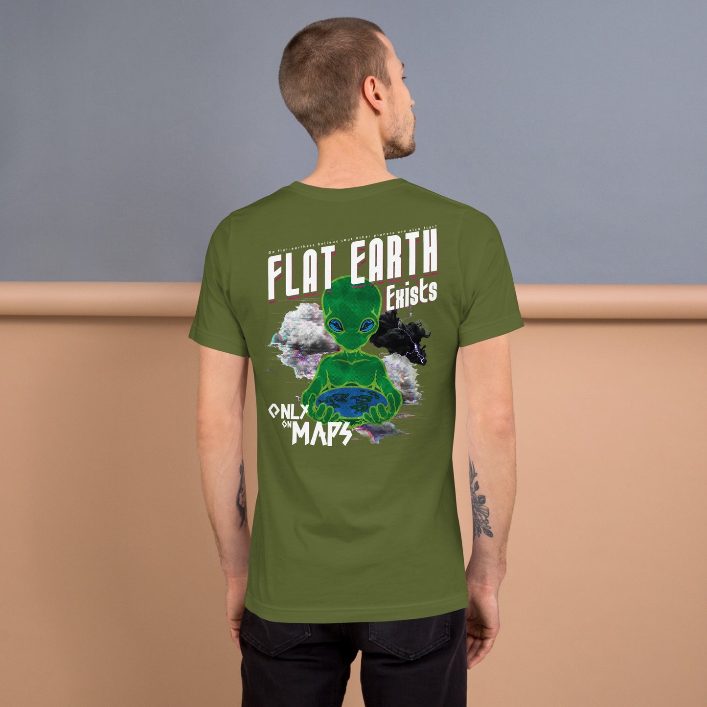 Flat Earth Exists - BACK PRINT Unisex t-shirt