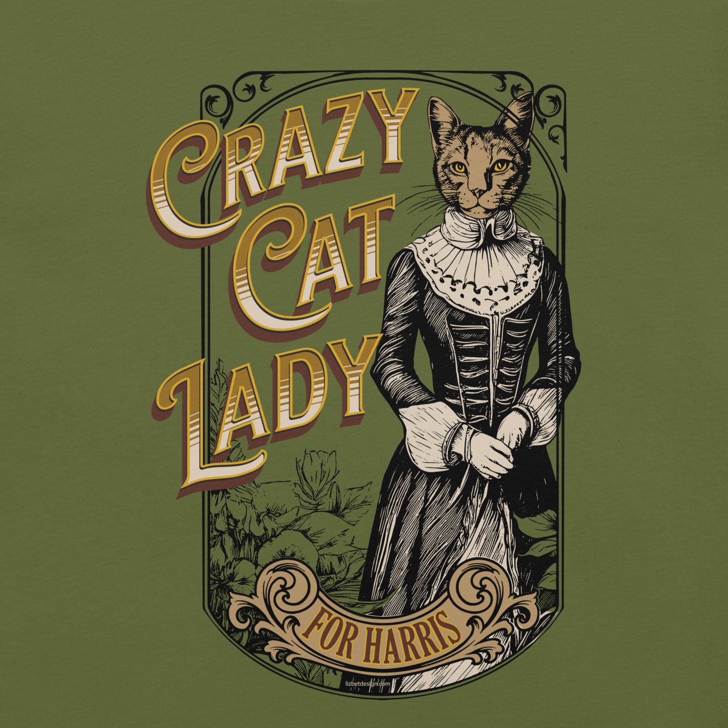 Crazy Cat Lady For Harris, 1890's Theme, Unisex t-shirt