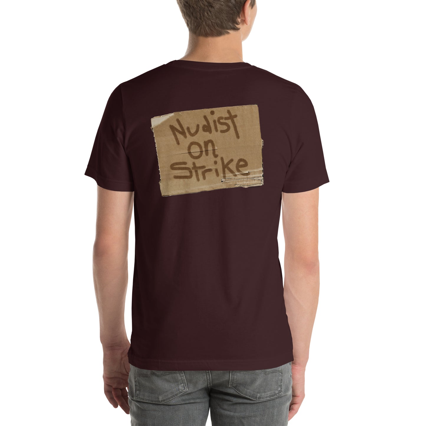 Nudist on Strike - BACK PRINT Unisex t-shirt