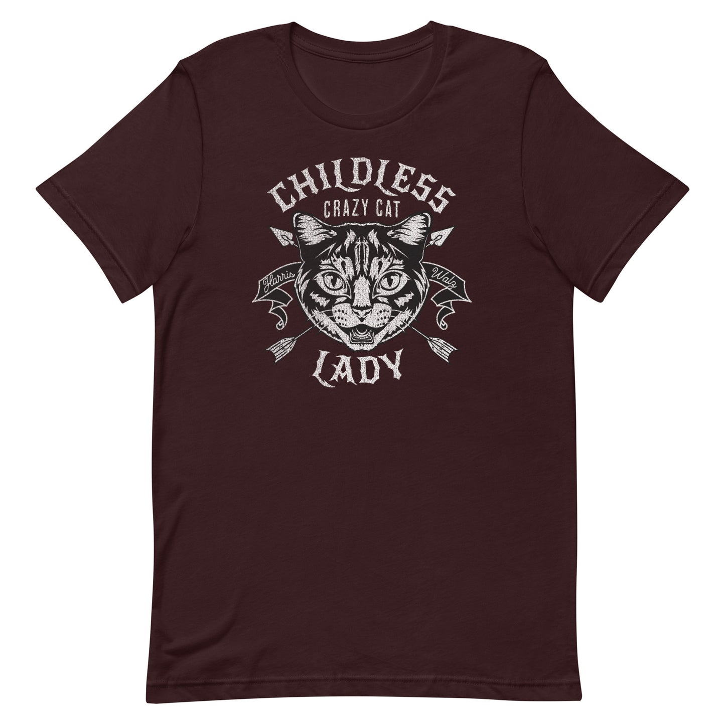 Retro Childless Crazy Cat Lady, Harris/Walz, Unisex t-shirt