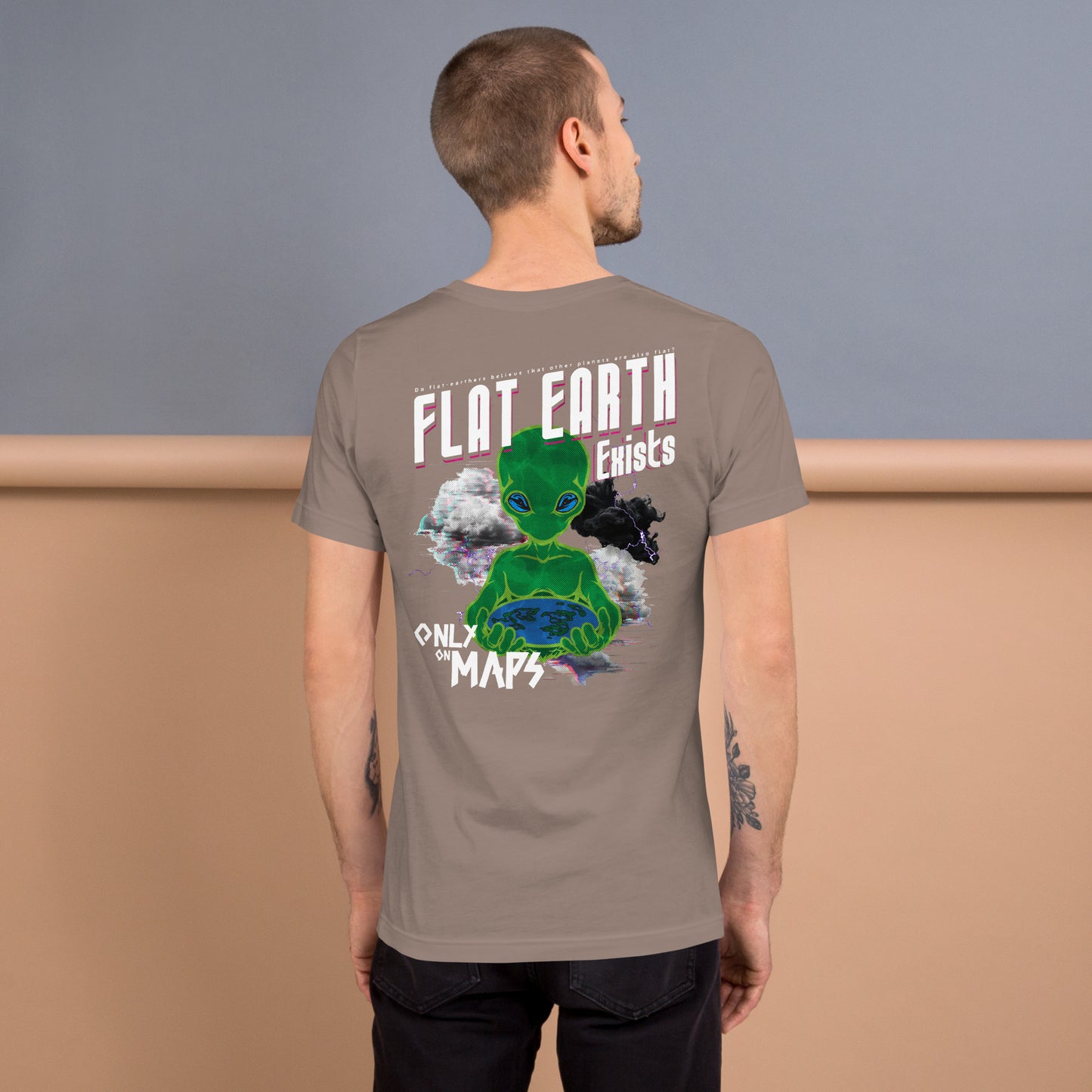 Flat Earth Exists - BACK PRINT Unisex t-shirt