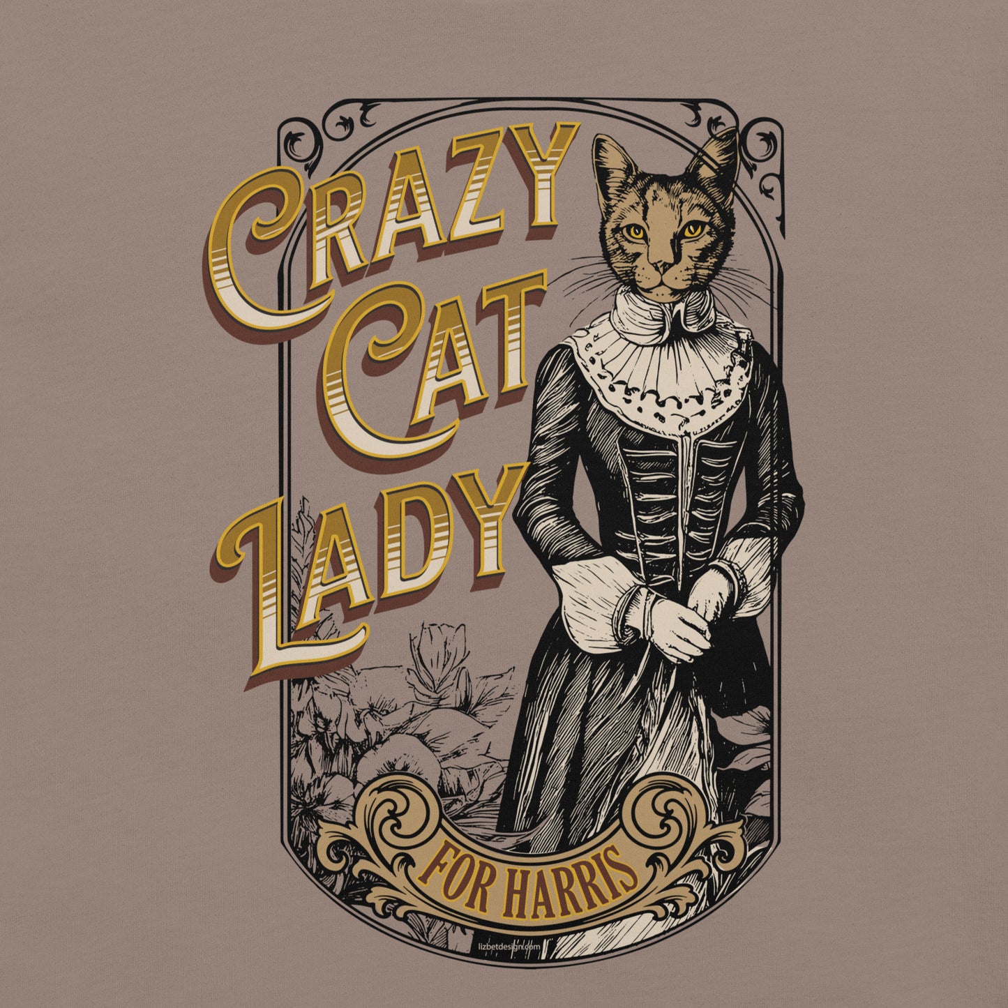 Crazy Cat Lady For Harris, 1890's Theme, Unisex t-shirt