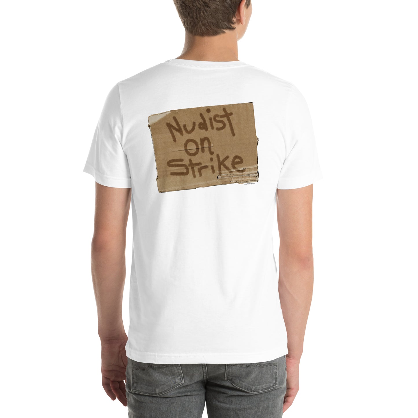 Nudist on Strike - BACK PRINT Unisex t-shirt