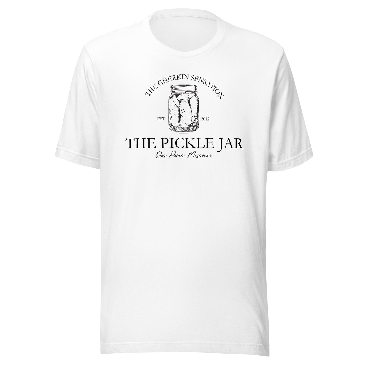 Pickle Jar, The Gherkin Sensation, Des Peres MO, St. Louis, Unisex t-shirt