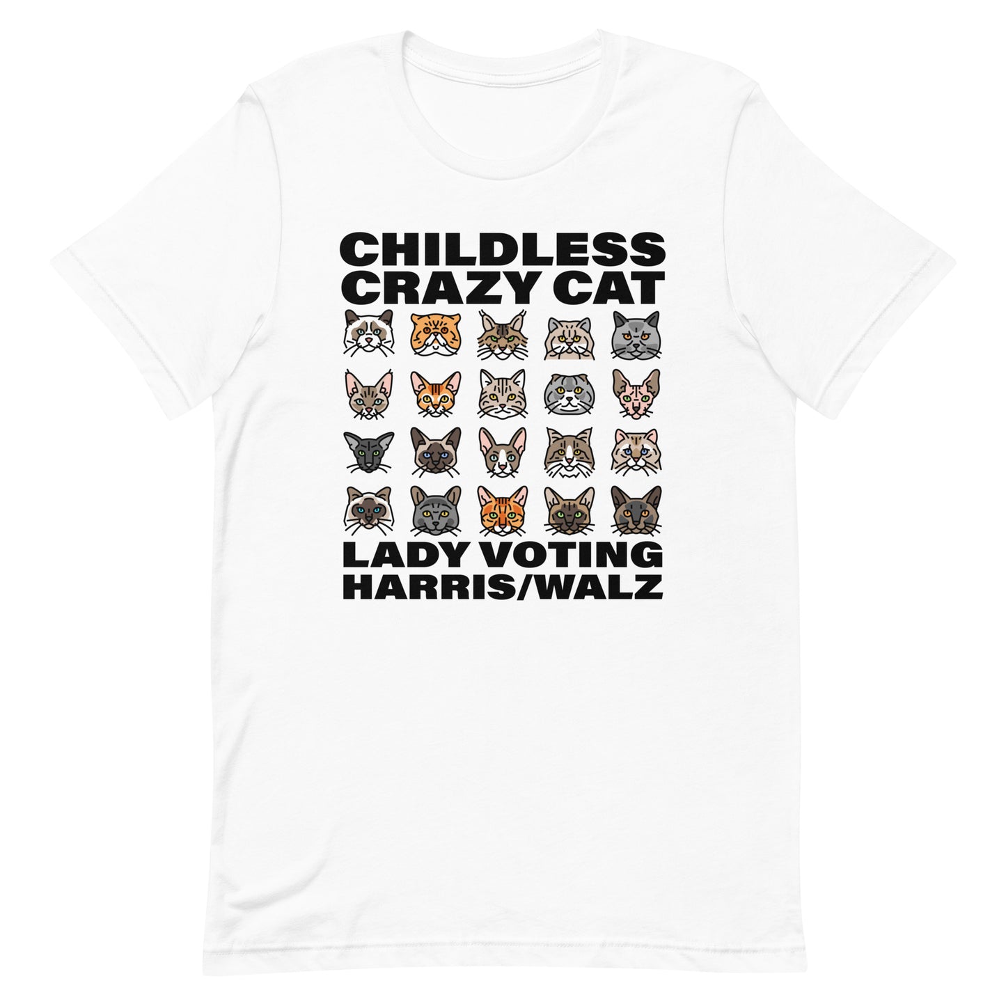 20 Cat, Childless Cat Lady Voting Harris, Unisex T-Shirt