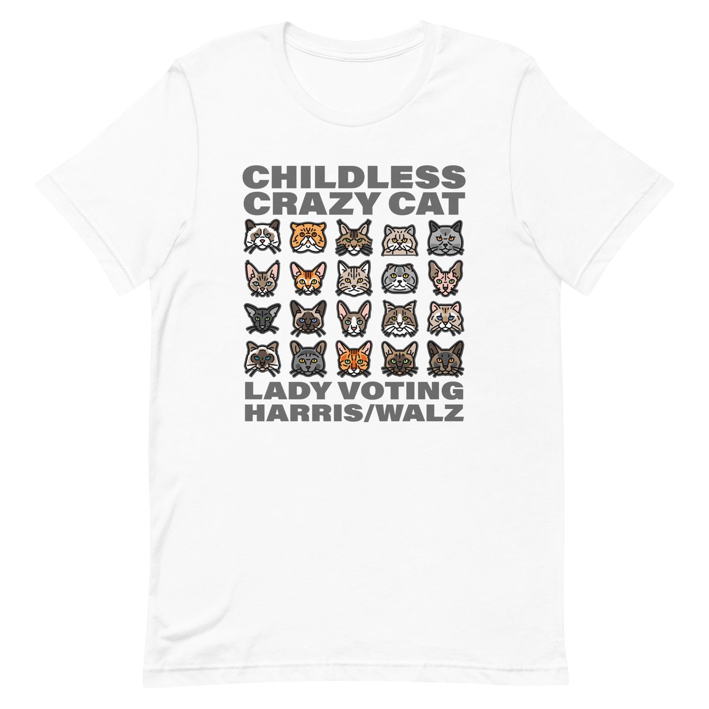 20 Cats, Childless Cat Lady, Darker print, Unisex t-shirt