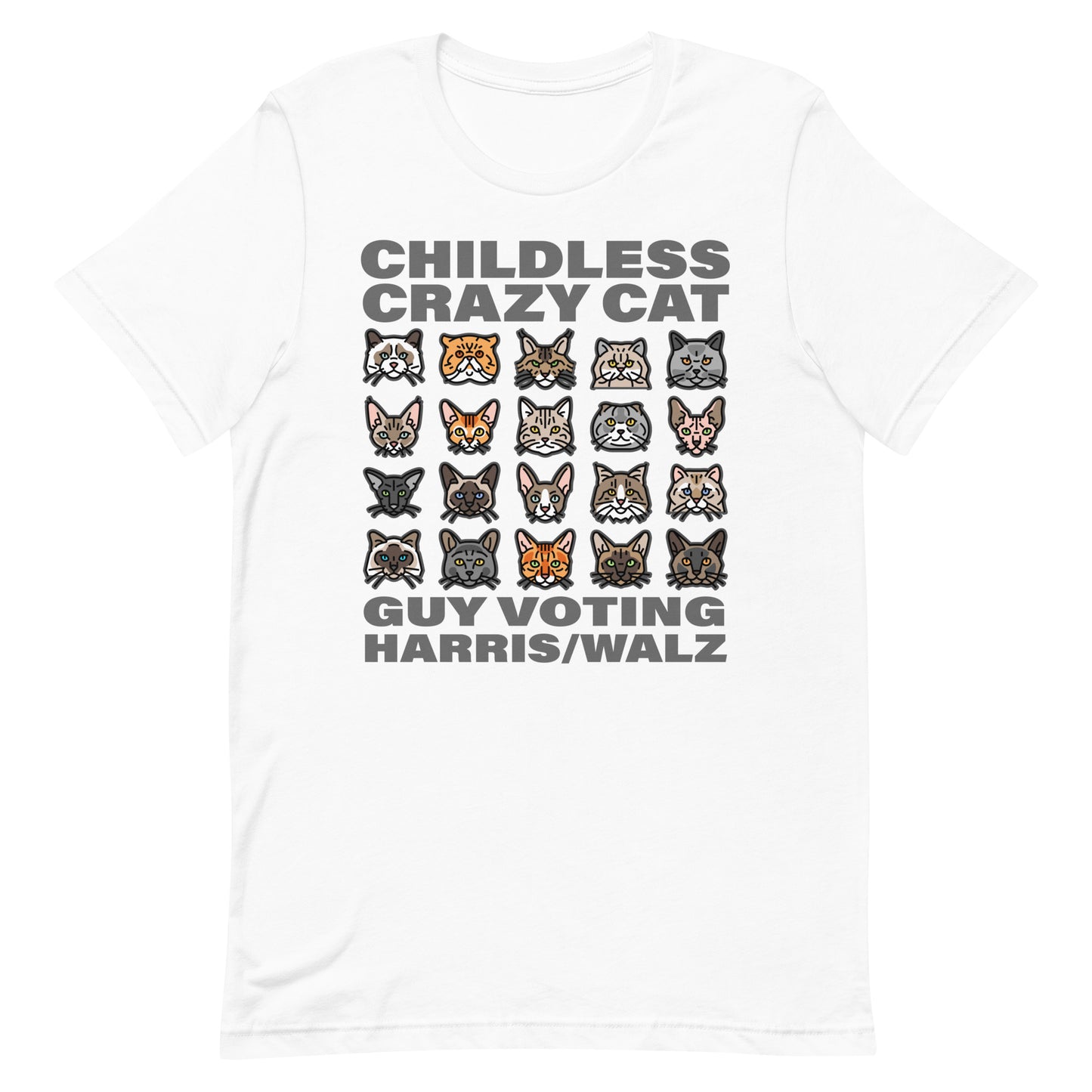 20 Cat Childless Crazy Guy Voting Harris, Unisex t-shirt