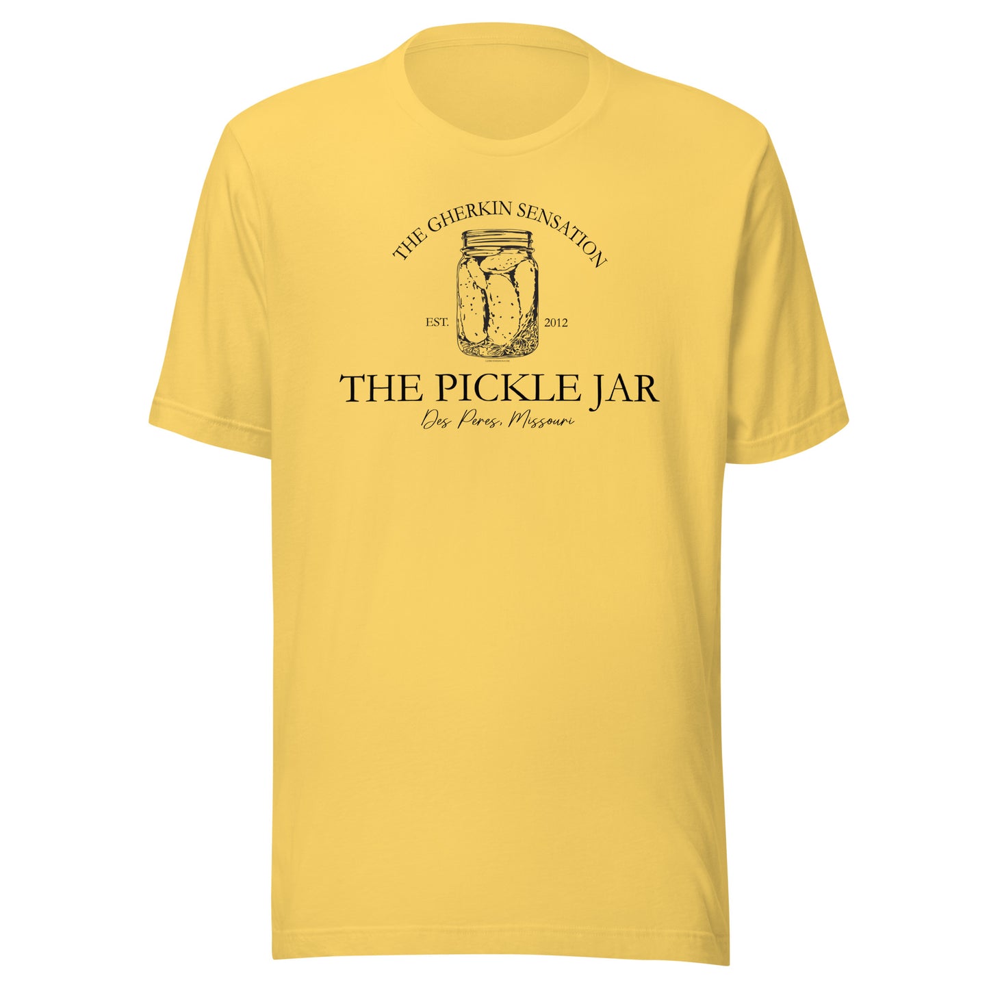 Pickle Jar, The Gherkin Sensation, Des Peres MO, St. Louis, Unisex t-shirt