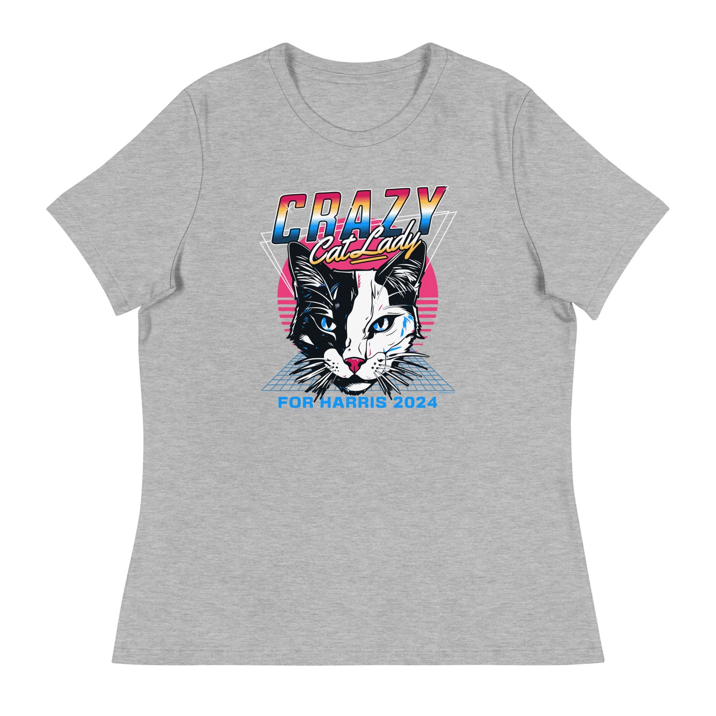 Crazy Cat Lady For Harris 80's Themed, Women's Relaxed T-Shirt