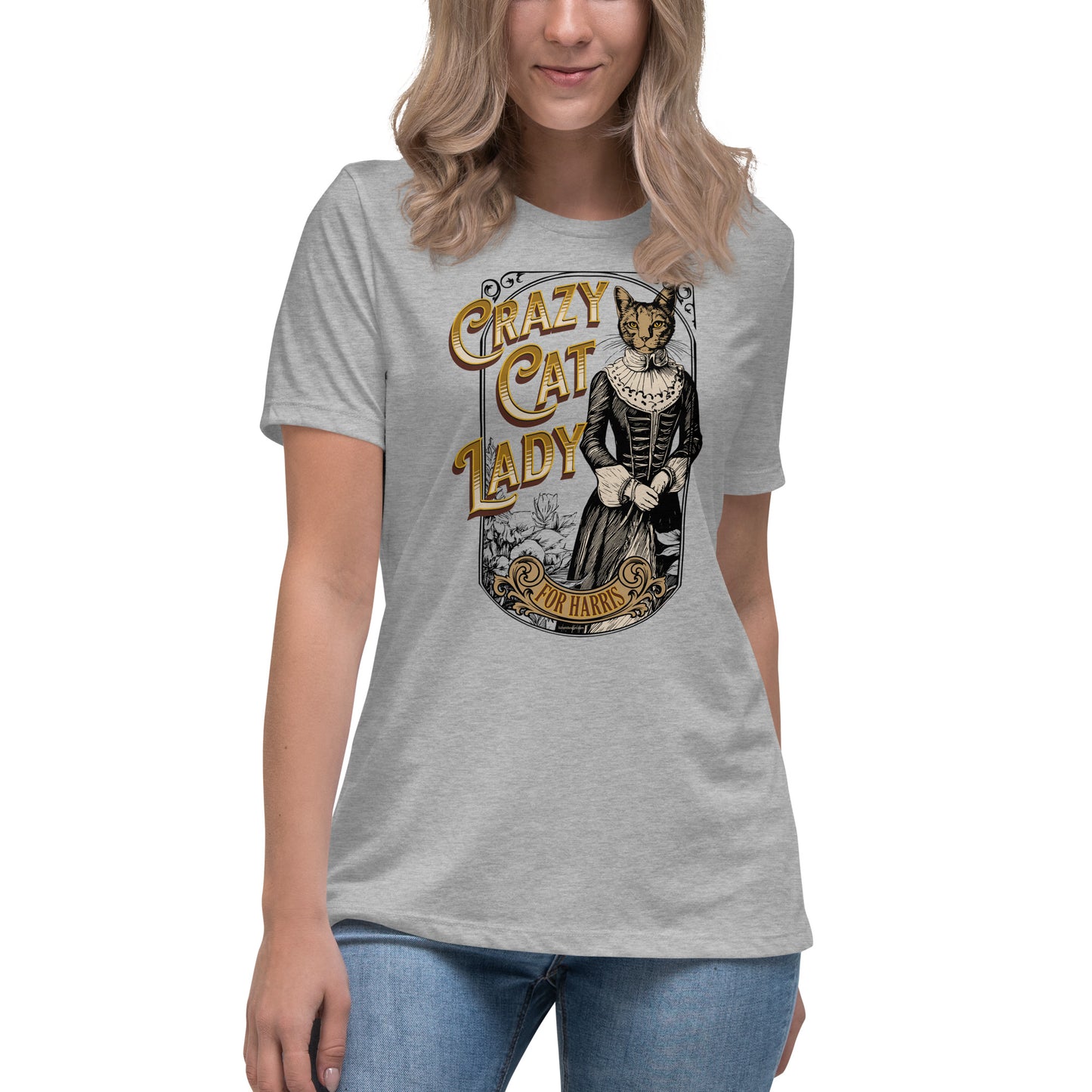 Crazy Cat Lady For Harris, 1890's Theme, Women's Relaxed T-Shirt