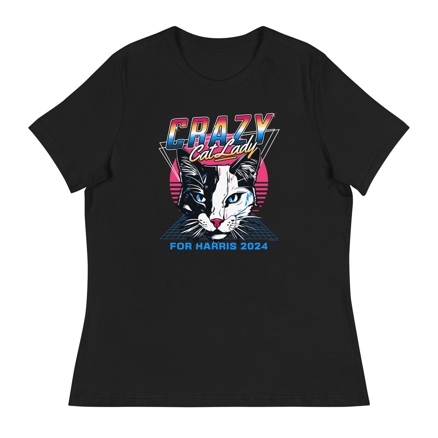 Crazy Cat Lady For Harris 80's Themed, Women's Relaxed T-Shirt