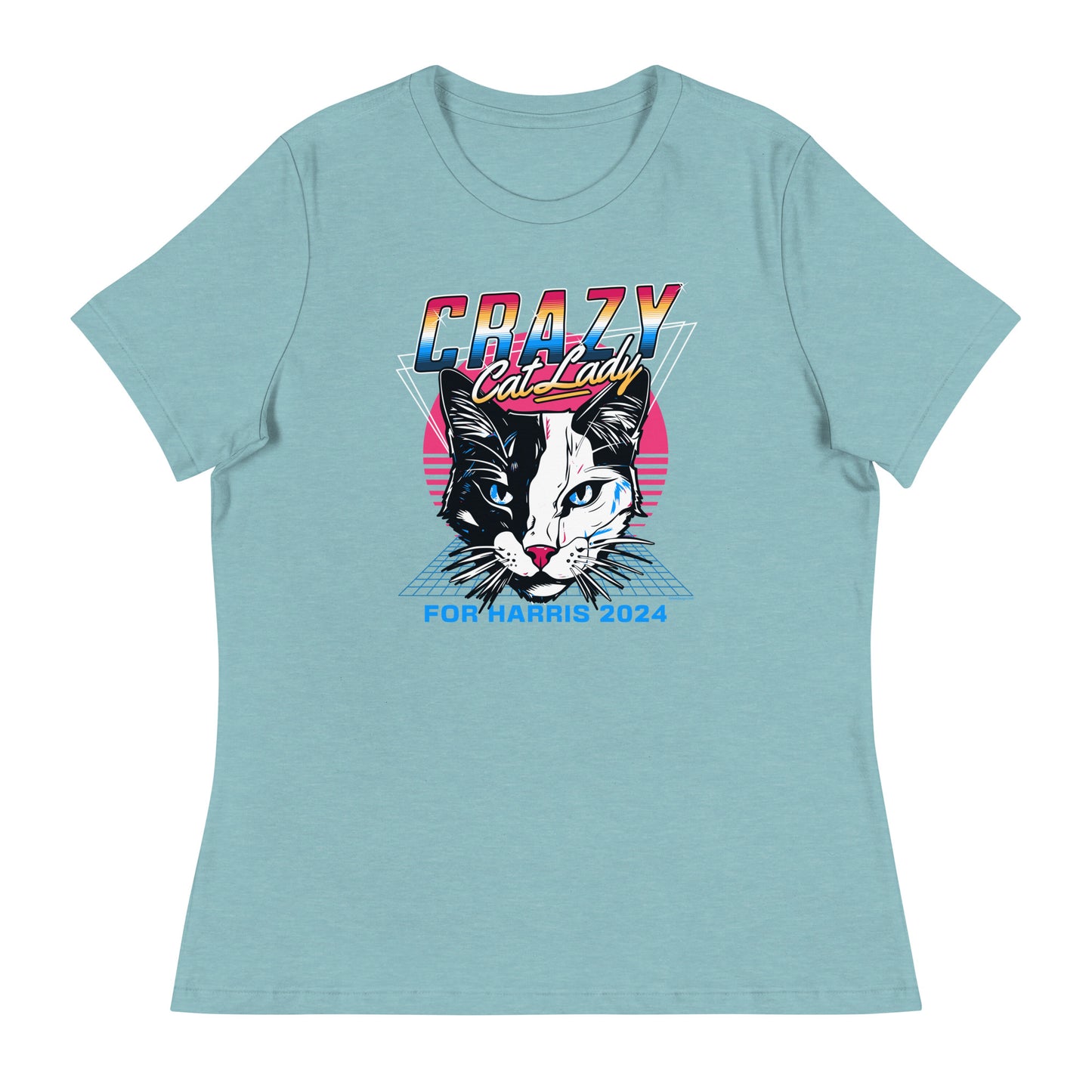 Crazy Cat Lady For Harris 80's Themed, Women's Relaxed T-Shirt