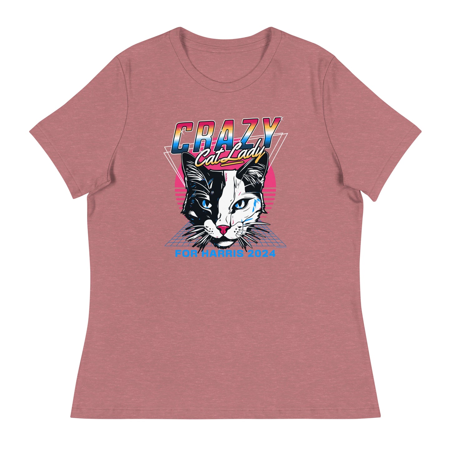 Crazy Cat Lady For Harris 80's Themed, Women's Relaxed T-Shirt