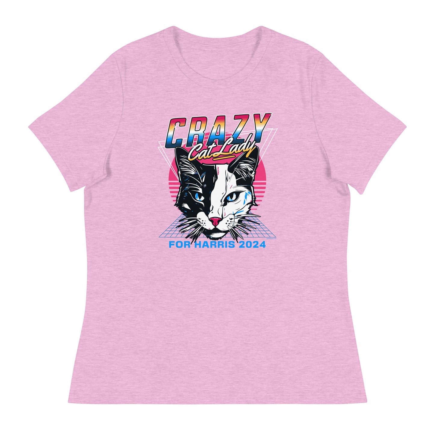 Crazy Cat Lady For Harris 80's Themed, Women's Relaxed T-Shirt