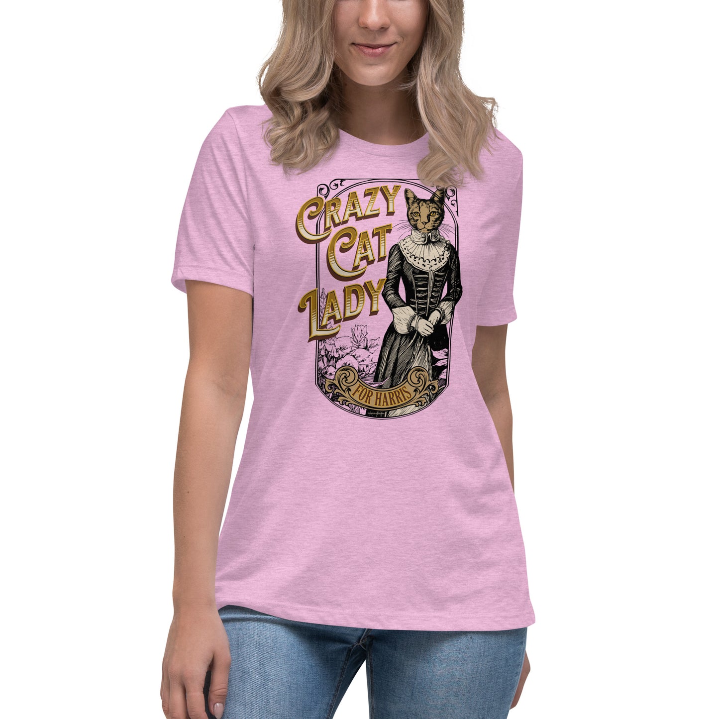 Crazy Cat Lady For Harris, 1890's Theme, Women's Relaxed T-Shirt